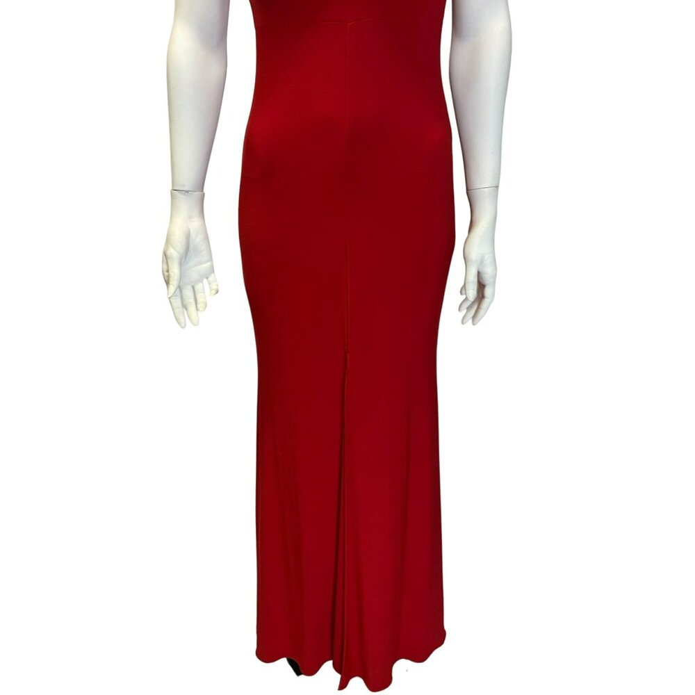 Anthropologie BHLDN Red Formal Dress Gown Sleeveless Long Drape Neck Elegant - Picture 3 of 7